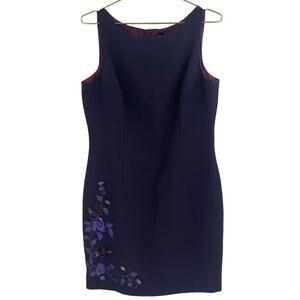 Vintage Laundry By Shelli Segal Plum Sheath Dress Violet Floral Accent 12